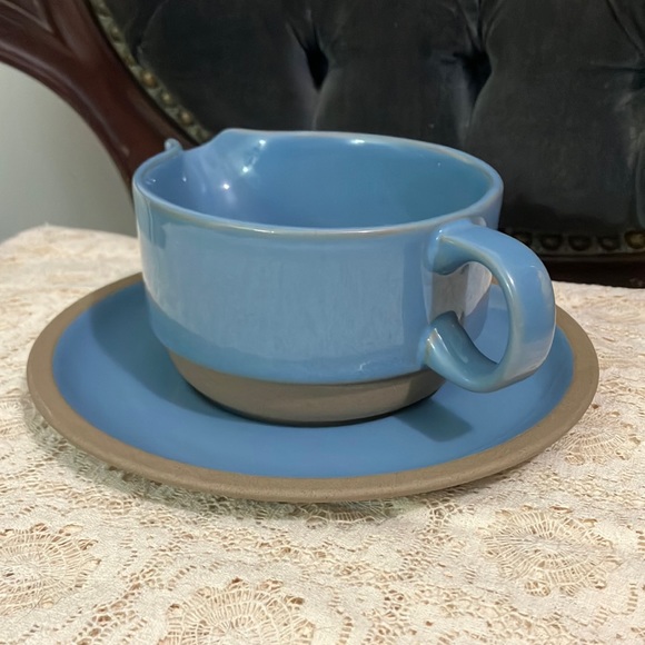 Vintage Midwinter Bluestone Gravy Boat & Under Plate Stoneware Japan - Picture 3 of 10